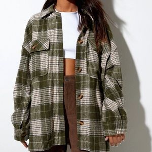 Motel Rocks Green Plaid Shacket